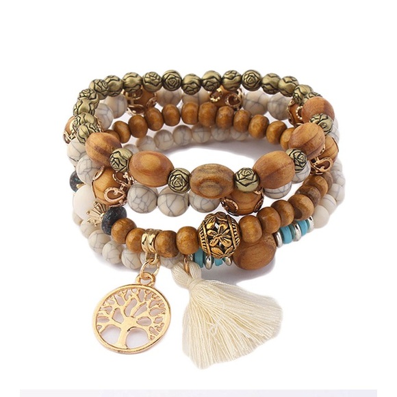 NEW💙💎BUNDLE WOOD MARBLED💛GOLDEN🌹ROSE BEADS💎💙 - Picture 3 of 8